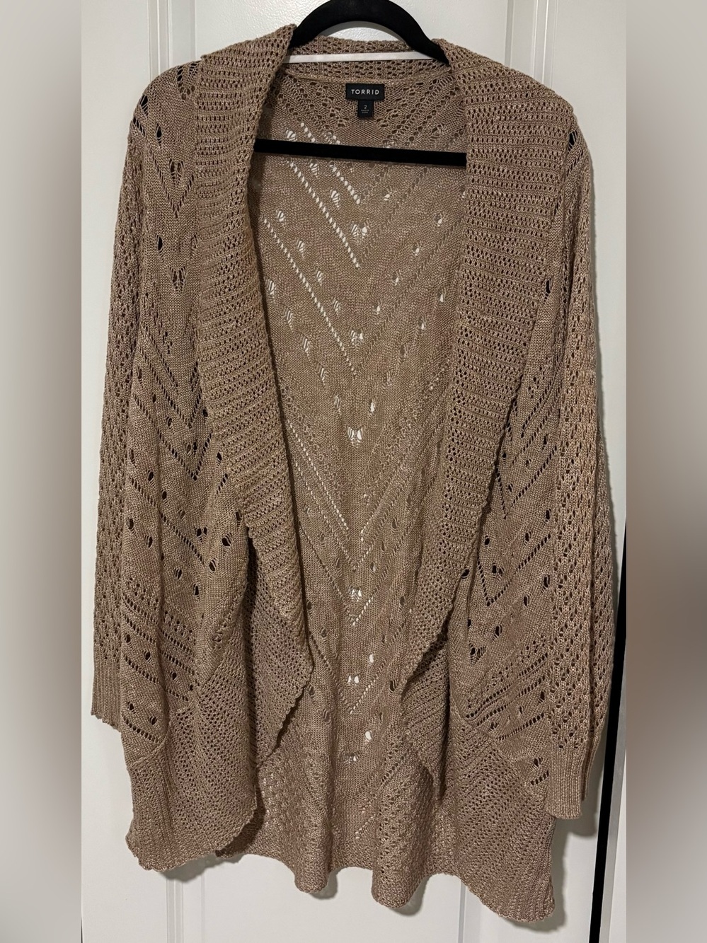 torrid Taupe Open-Weave Draped Cardigan